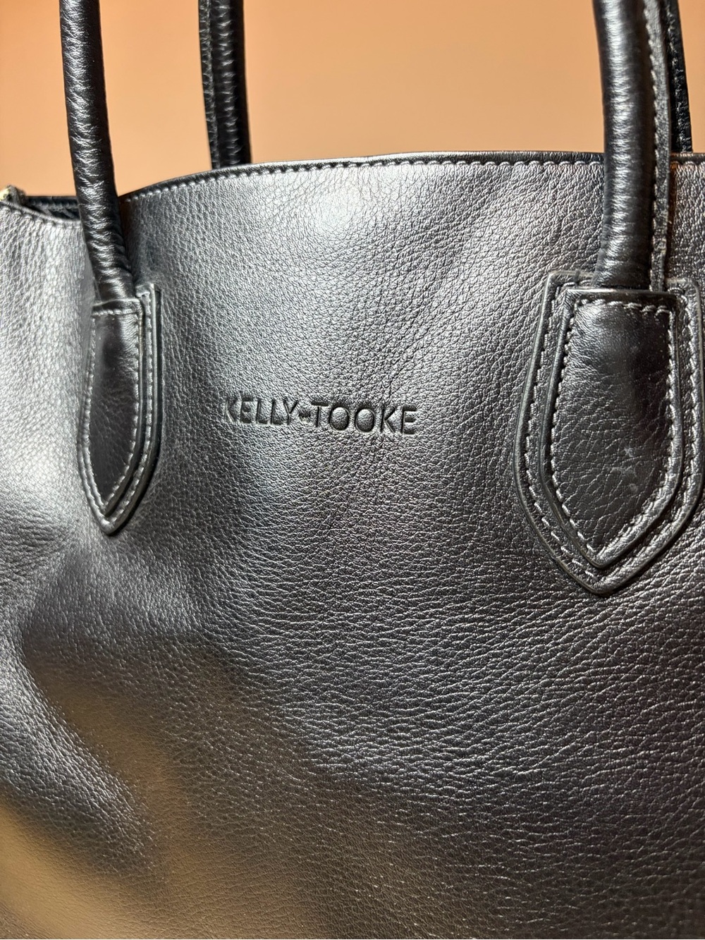 Kelly Tooke Designer Black and Cream Leather Tote Bag